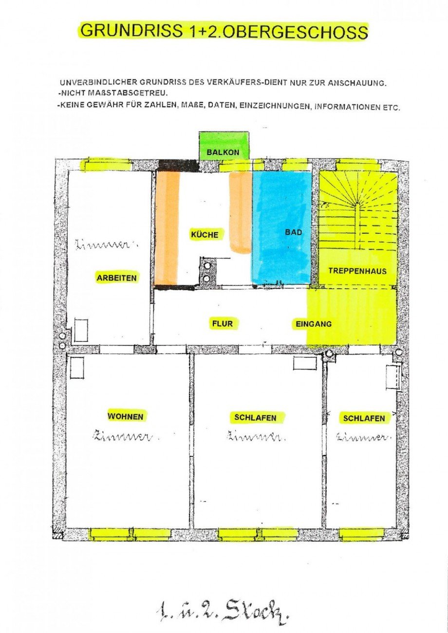 14 Grundriss 1.+2.Obergeschoss Keine Gew�hr Mehrfamilienhaus Bamberg