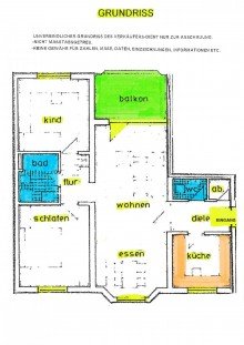 5 Grundriss Keine Gew�hr BAMBERG-INSELGEBIET: 3-ZIMMER-WOHNUNG (= SOFORT FREI!) MIT BALKON F�R 339.000,-EURO